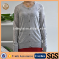 Light Heather Grey Camisola feminina de cashmere casaco de caxemira